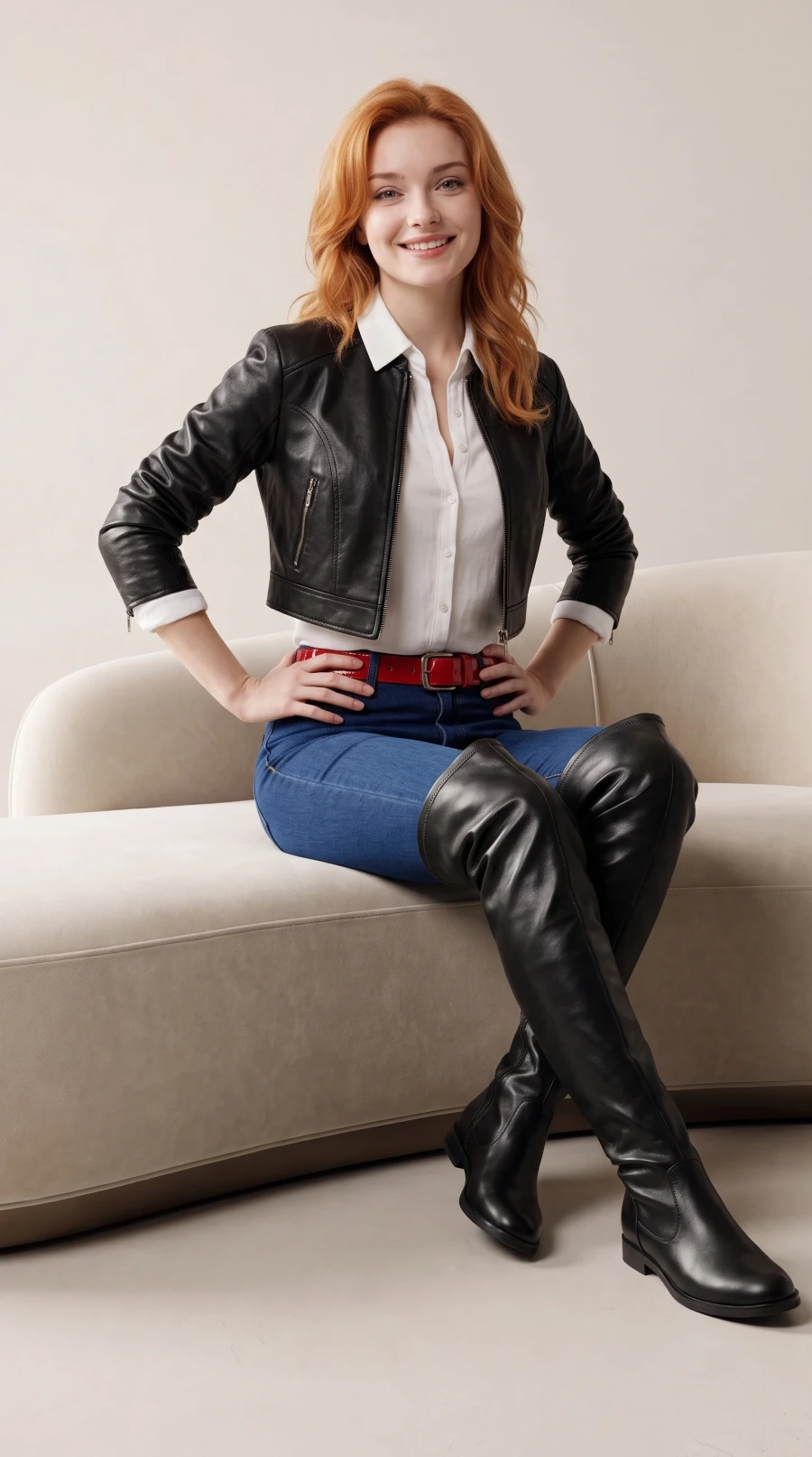 Black Leather, Blue Denim & Red Accent