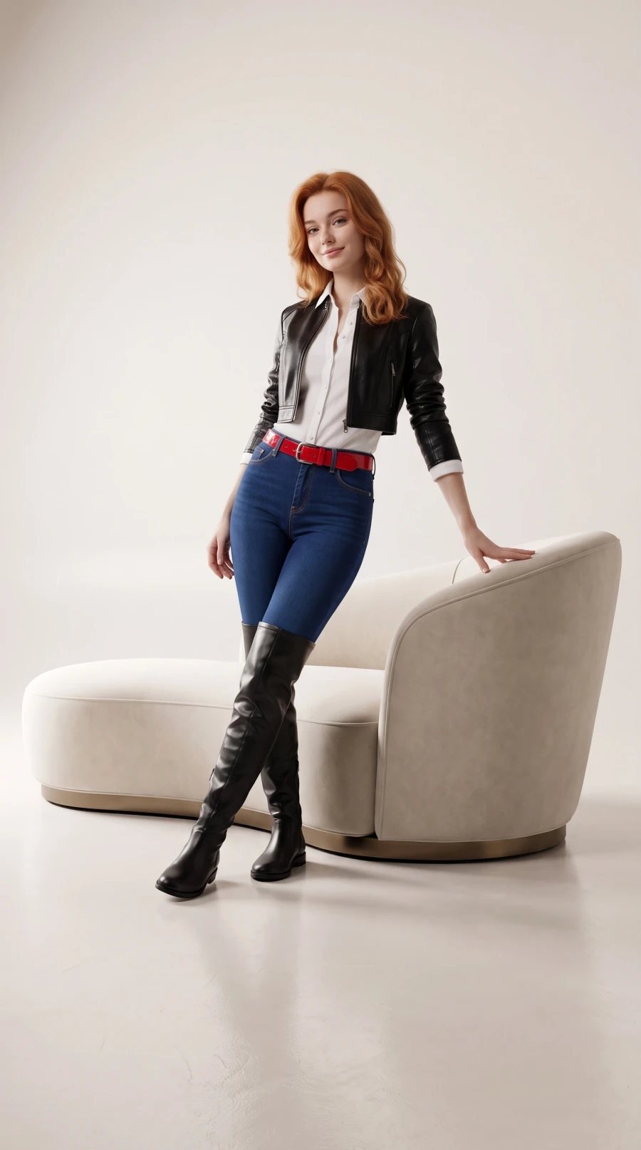 Black Leather, Blue Denim & Red Accent