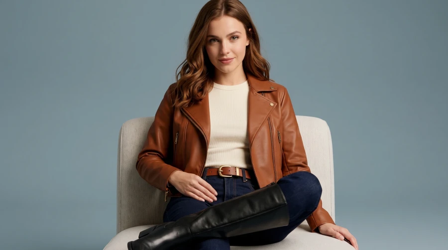 Cognac Leather & Dark Denim - Image 4