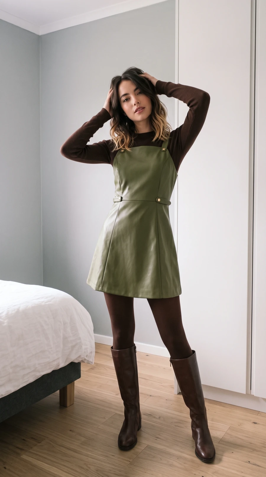 Olive Leather & Brown Boots - Image 8