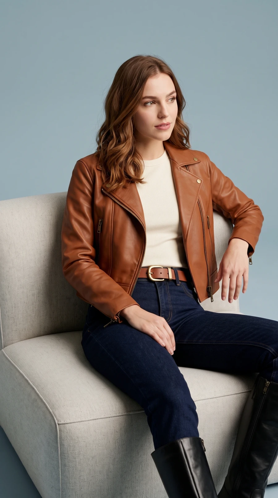 Cognac Leather & Dark Denim - Image 5