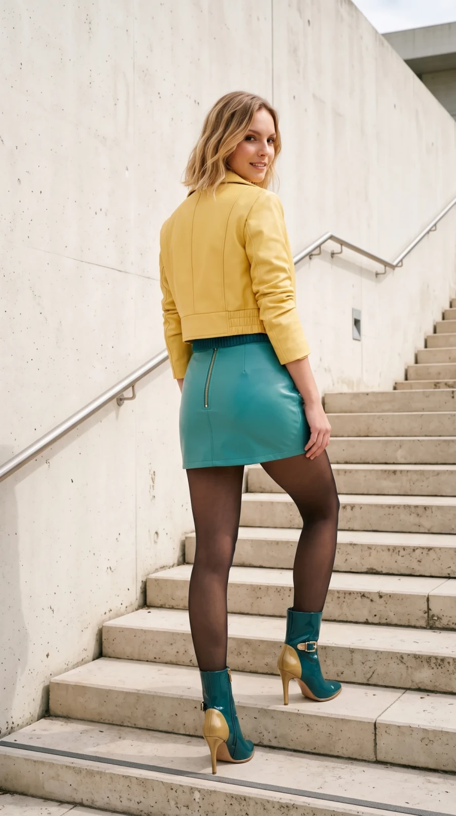 Yellow Leather & Turquoise Contrast - Image 3