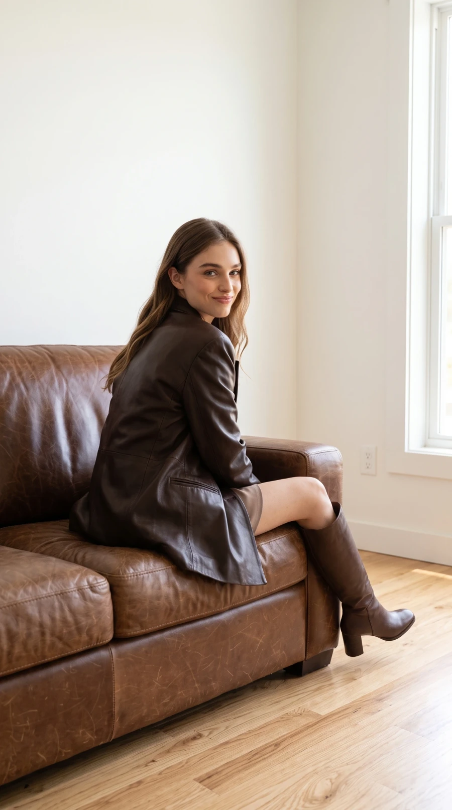 Taupe Dress & Brown Leather - Image 8