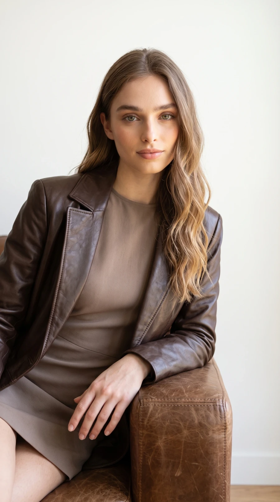 Taupe Dress & Brown Leather - Image 12