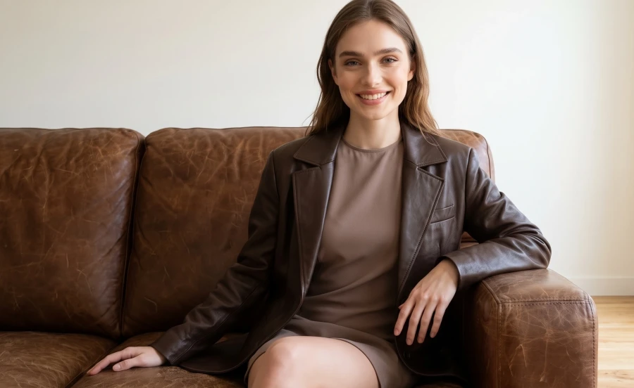 Taupe Dress & Brown Leather - Image 10