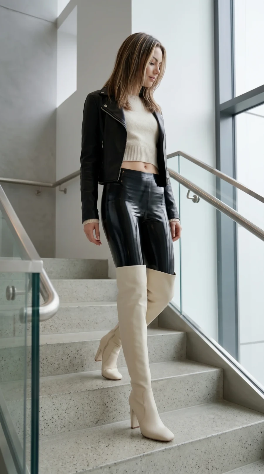 Black Glossy Leggings & Three Statement Boots - Image 12