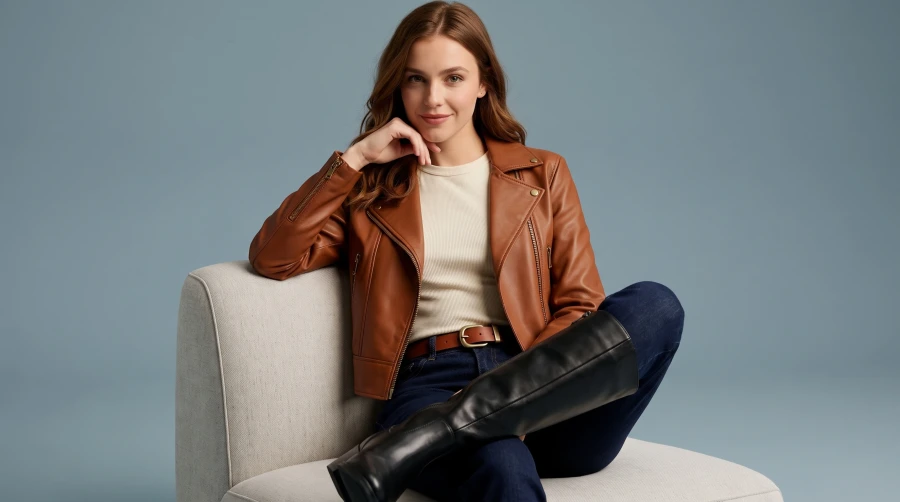 Cognac Leather & Dark Denim - Image 3