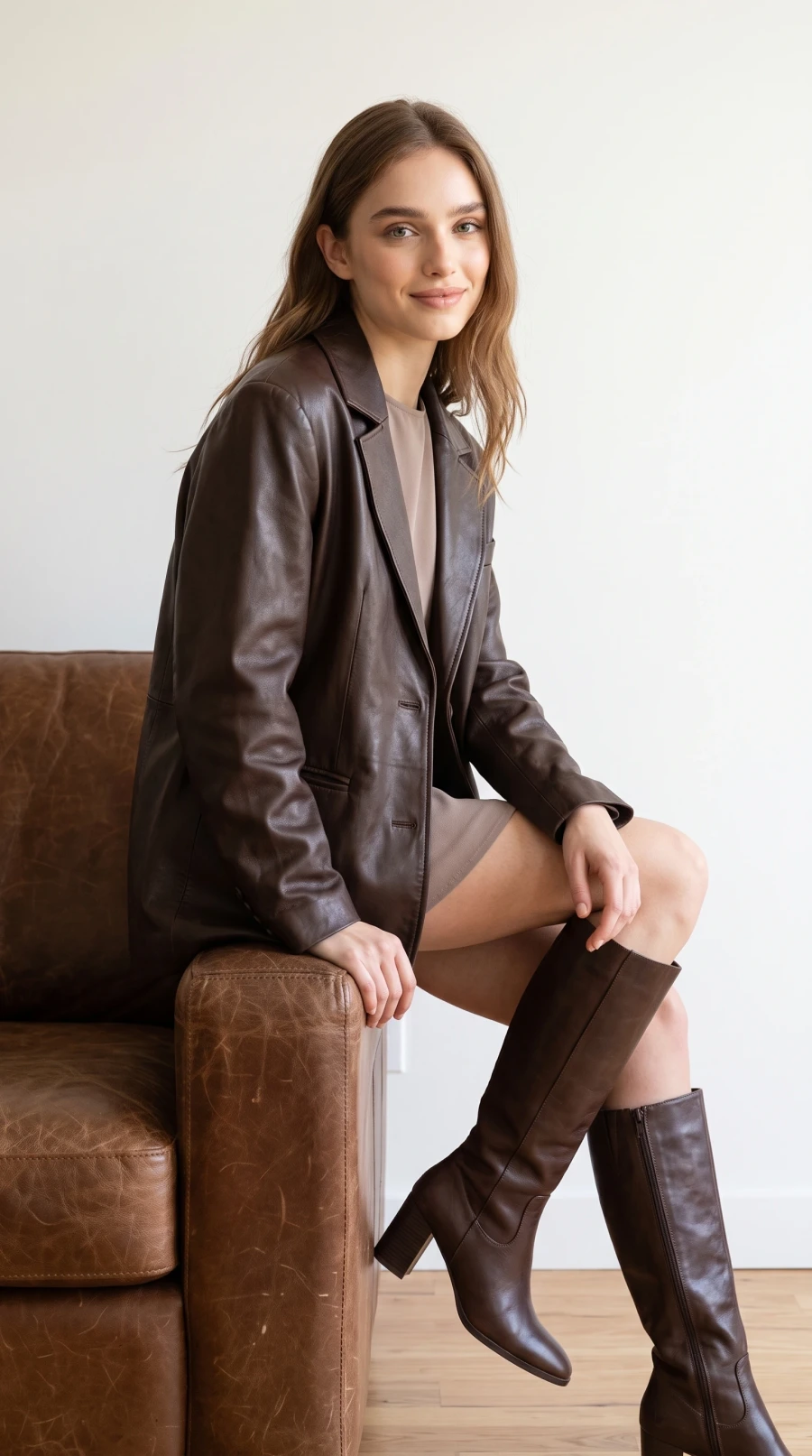 Taupe Dress & Brown Leather - Image 11