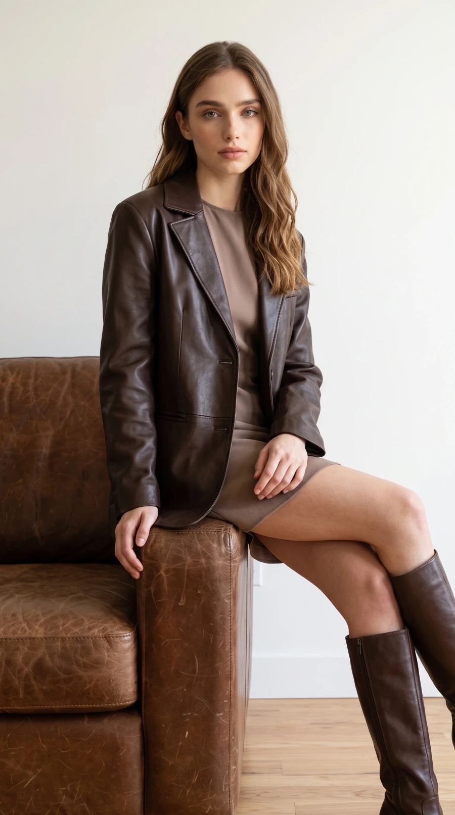 Taupe Dress & Brown Leather - Image 13