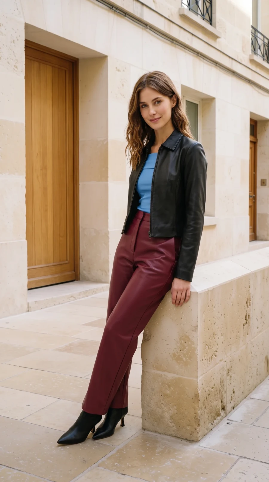 Sky Blue & Burgundy Leather - Image 14