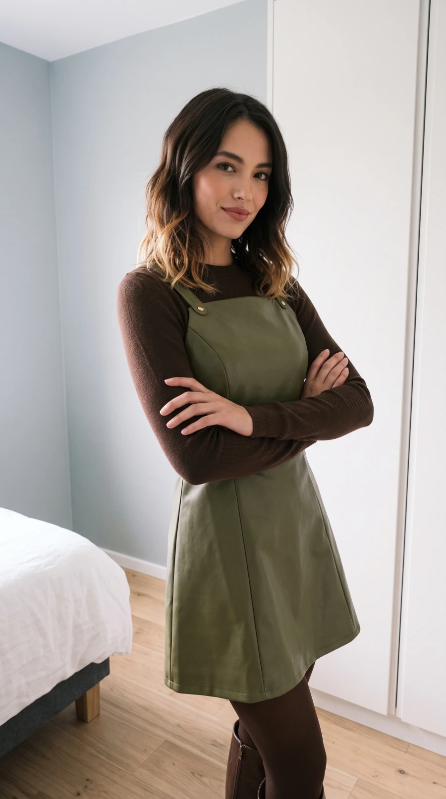 Olive Leather & Brown Boots - Image 2
