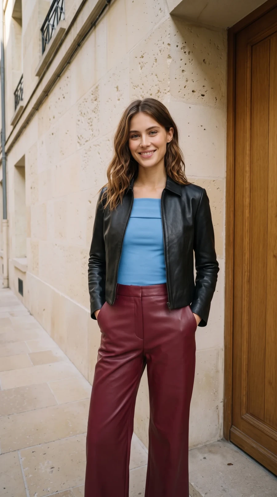 Sky Blue & Burgundy Leather - Image 20