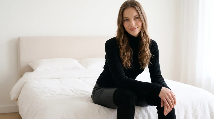 Black Leather Pants & Overknee Boots - Image 5